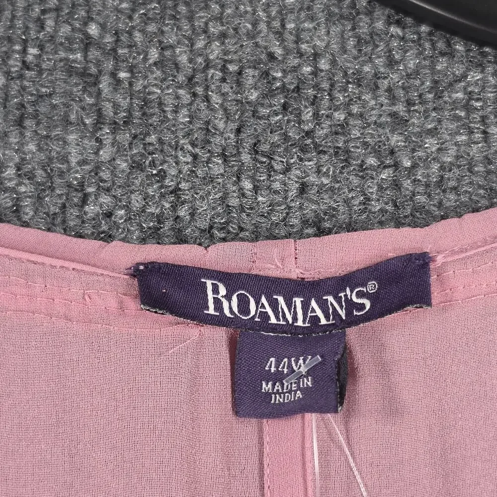 Roaman's Women 44W Mauve Pink 3PC Sequin Beaded Duster Pant Set Formal Plus Size
